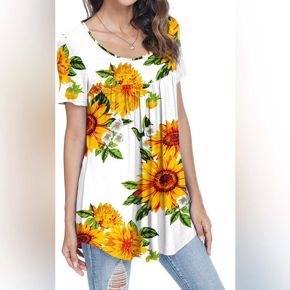 Sunflower Floral Tunic - M